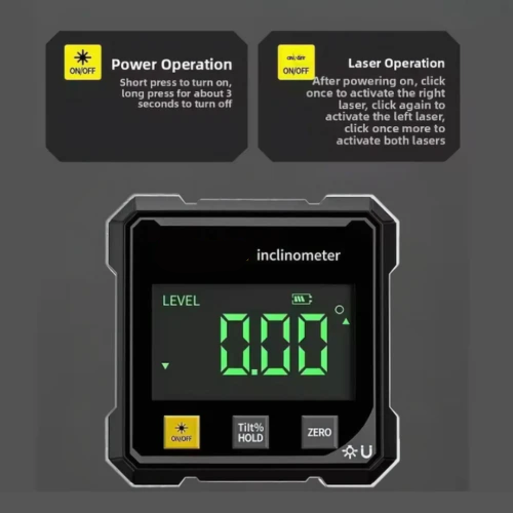 Globetrek° DigitalInclinometer: Numérique Magnétique Côtés Laser Inclinomètre